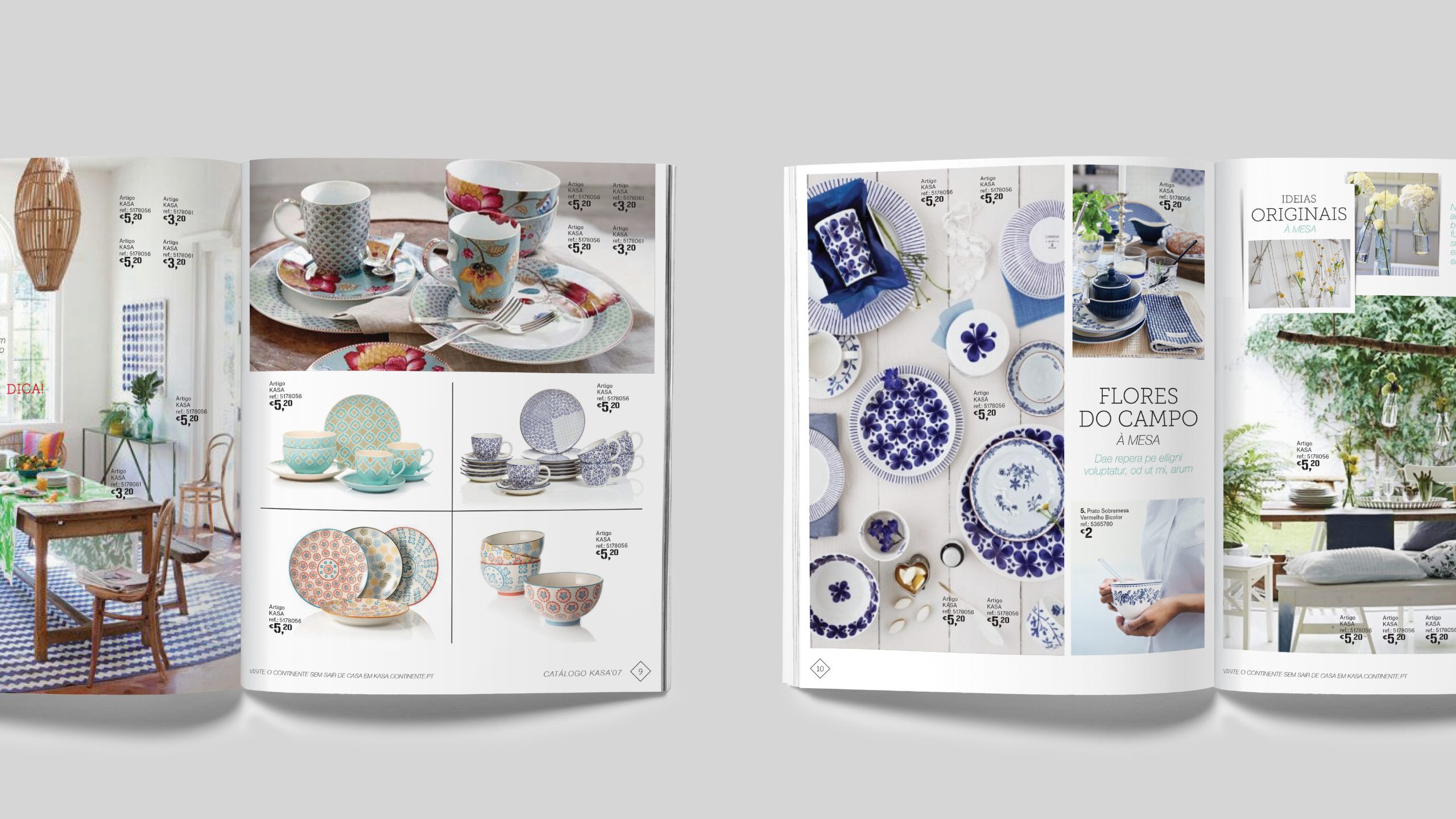 Product pages focusing on tableware and floral patterns, blending traditional and contemporary style.
